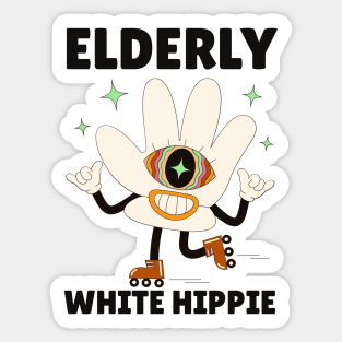 Elderly White Hippie Sticker